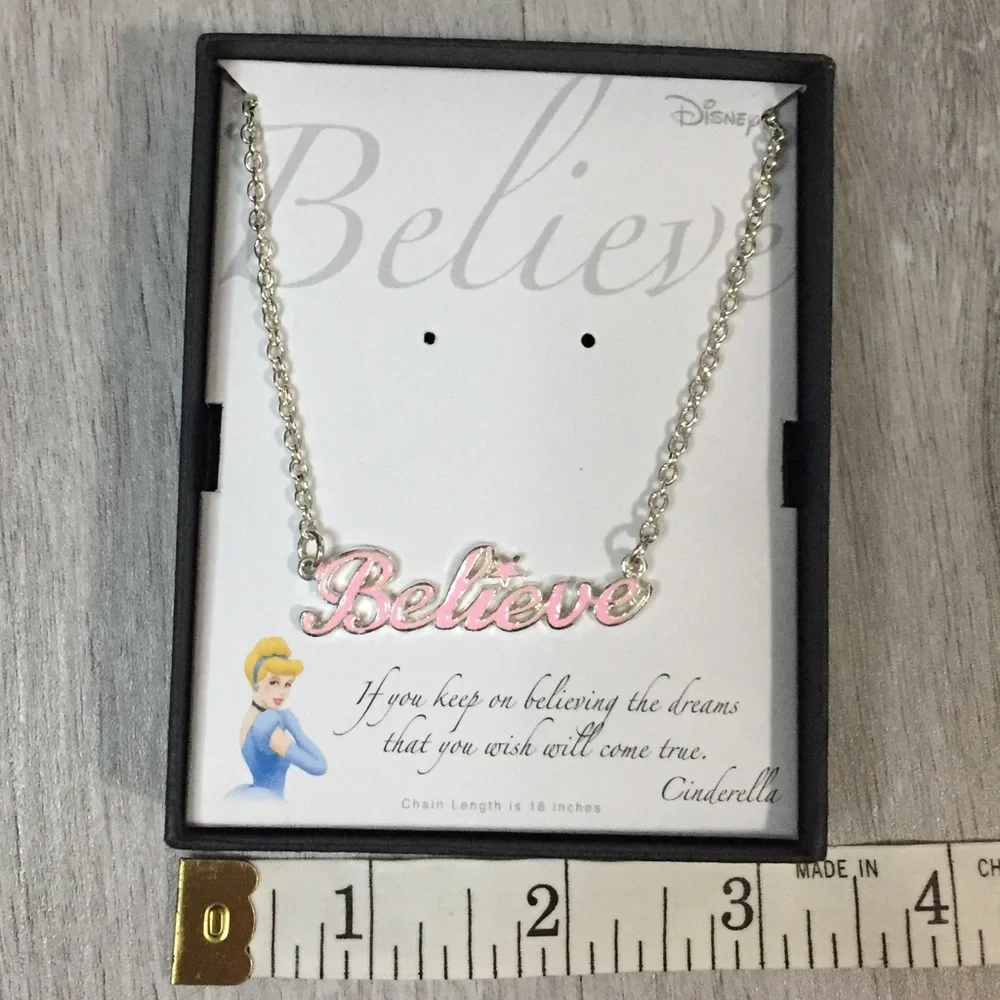 Cinderella Believe Princess Necklace with Quote Box